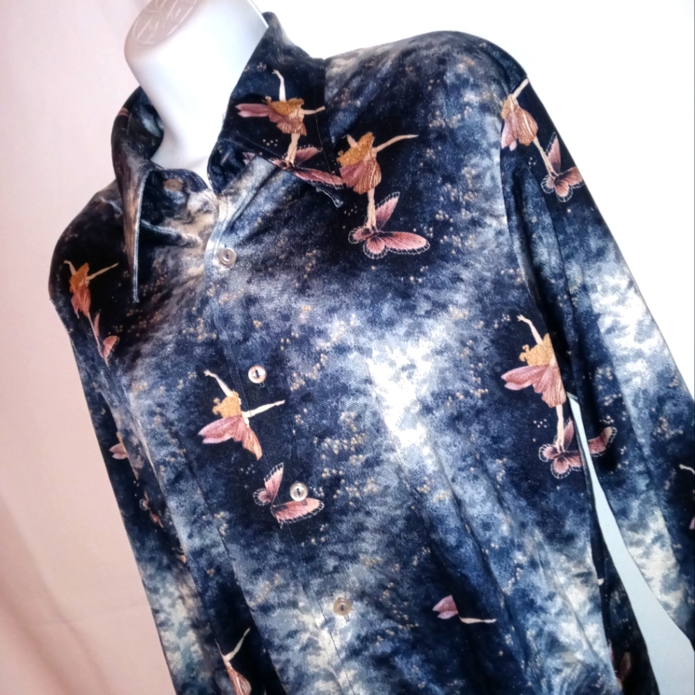 Rare Madame Butterfly Shirt S M Vintage Disco Era Pink Fairy Riding Butterflies